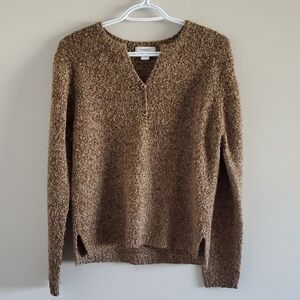 Dressbarn Women's Brown V-Neck Cabincore Sweater Size XL